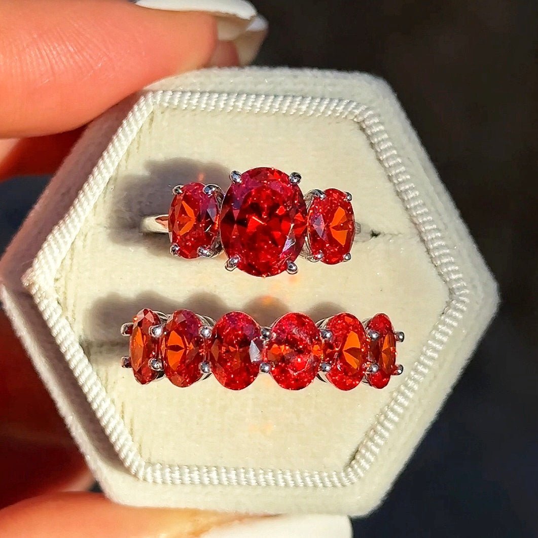 Conjunto de Anillos en Color Rojo Vivo - ELEGANT