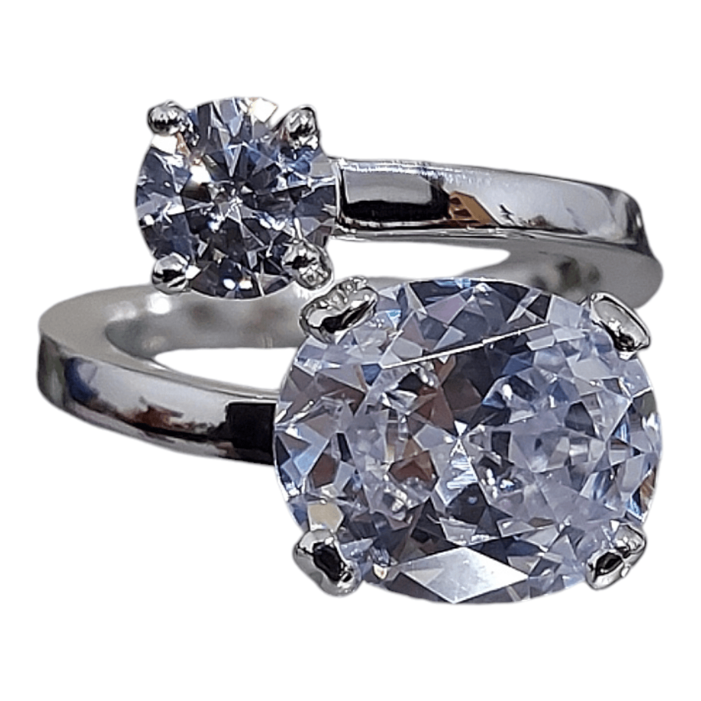 Precioso Anillo Tu y Yo de Plata de Primera ley 925 / Ajustable - ELEGANT