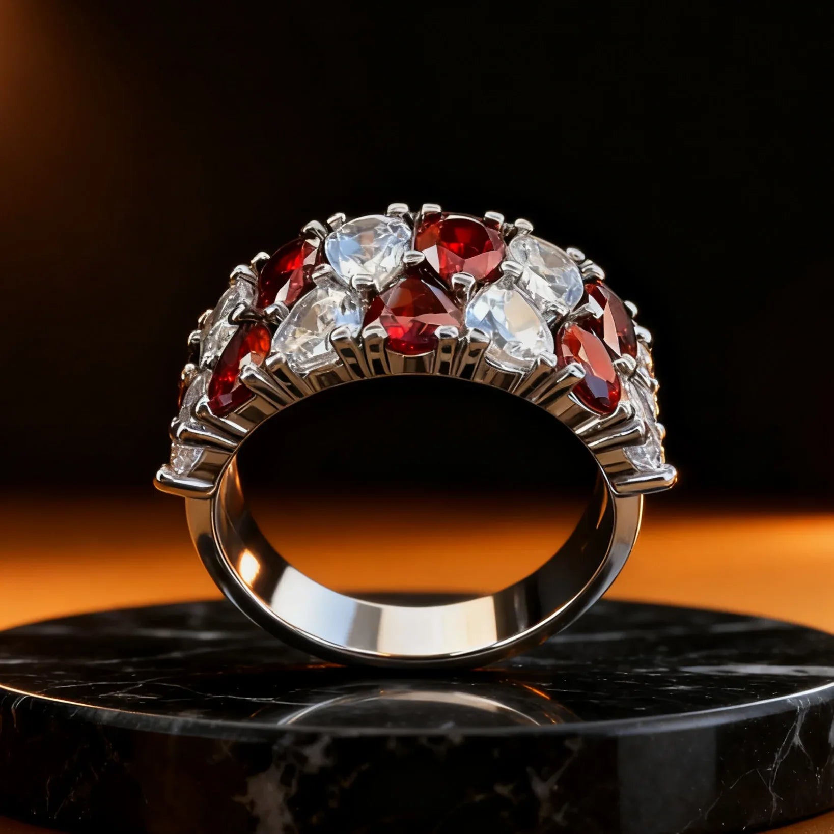 Armonía en Rojo y Blanco: Brillo y Pasión en Perfecta Combinación - ELEGANT