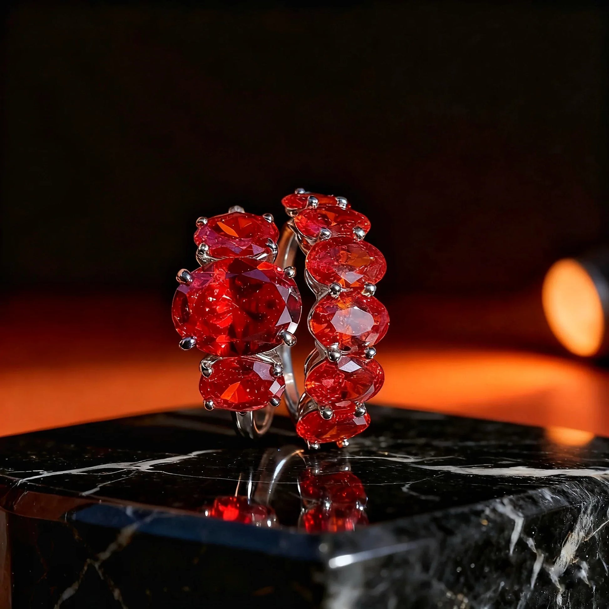 Conjunto de Anillos en Color Rojo Vivo - ELEGANT