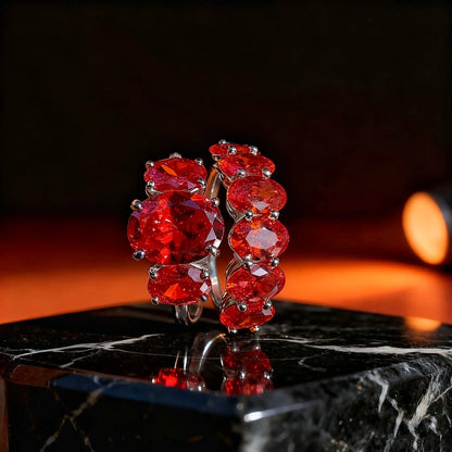 Conjunto de Anillos en Color Rojo Vivo - ELEGANT